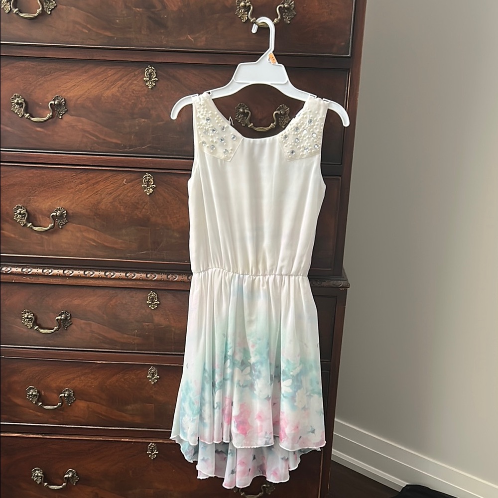 Btween White and Green Sleeveless Sundress